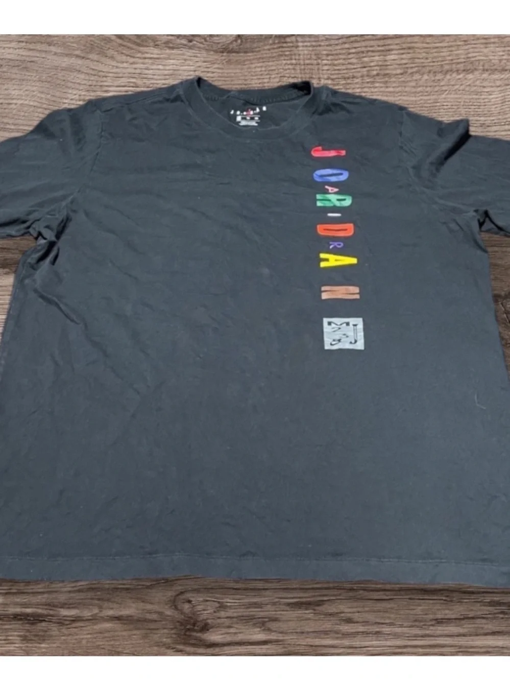 Jordan Black Tee with Colorful Lettering